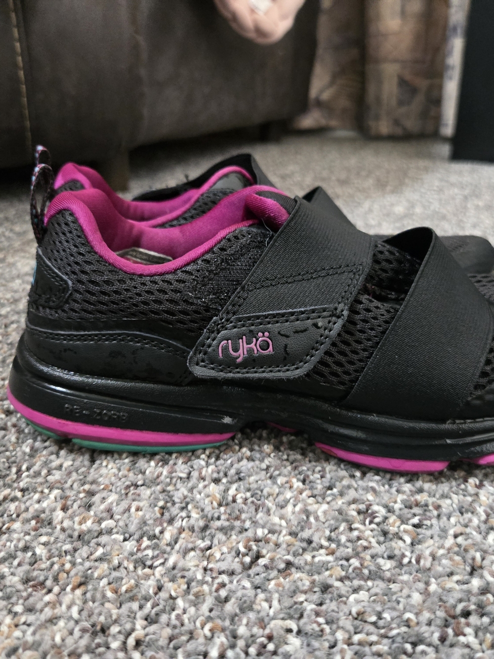 Ryka Black and Pink Women's Slip-On Athletic Sneakers